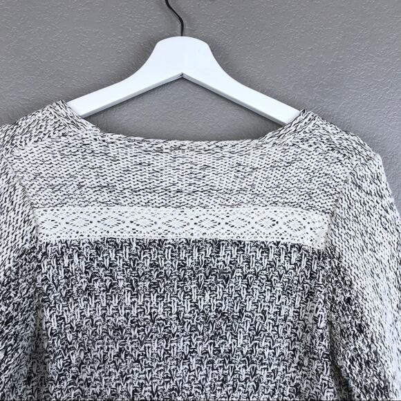 Zara Chunky Knit Crochet Lace Striped Sweater Size Medium - Picture 4 of 8